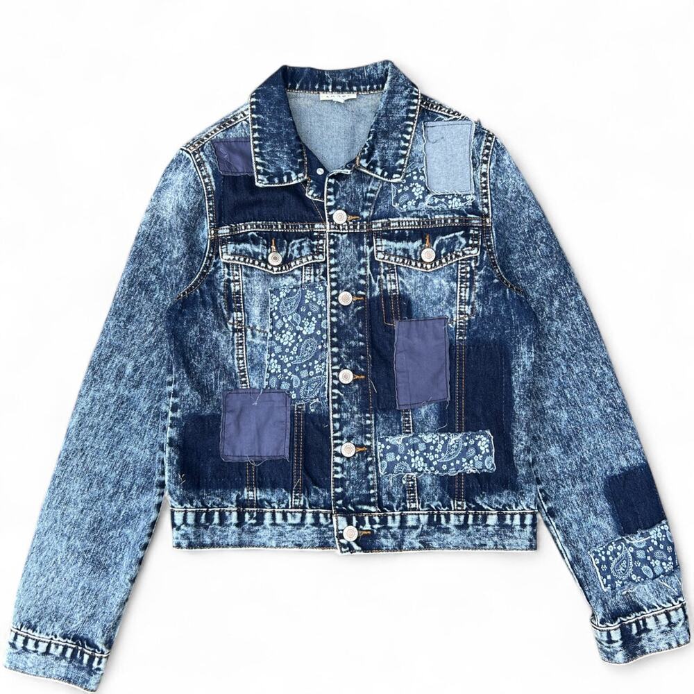 Adore Paisley Patchwork Acid Wash Denim Trucker Jacket Women’s Small